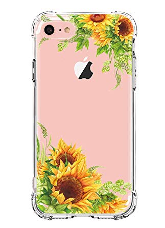 iPhone 6 Plus Case,iPhone 6S Plus Case with Flowers,LUOLNH Slim Shockproof TPU Bumper Soft Protective Flexible Silicone Skin Cover Case for iPhone 6 Plus/6S Plus -Sunflower