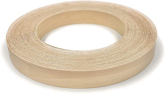 Edge Supply Maple 1/2 inch X 25 ft Roll, Wood Veneer Edge Banding Preglued, Iron on with Hot Melt Adhesive, Flexible Wood Tape Sanded to Perfection. Easy Application, Made in USA.