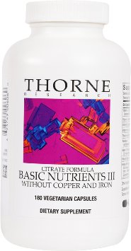 Thorne Research - Basic Nutrients III - Complete Multivitamin-Mineral Health Supplement without Copper and Iron - 180 Capsules