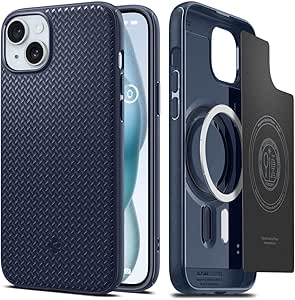 Spigen Mag Armor MagFit Designed for iPhone 15 Plus Case (2023) [Military-Grade Protection] Compatible with MagSafe - Navy Blue