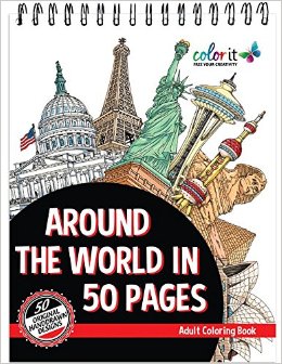 ColorIt - Around The World In 50 Pages: Cities Adult Coloring Book Features 50 Original Hand Drawn Coloring Pages for Men and Women