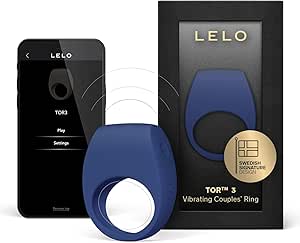 LELO TOR 3 Vibrating Penis Ring Cock Ring App Connected Adult Toy For Man and Woman With 8 Pleasure Settings For Enhanced Sensation, Base Blue