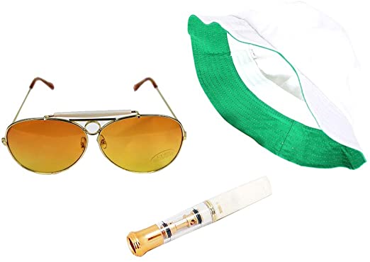 costumebase Fear & Loathing Las Vegas Hat   Orange Amber Sun Glasses   Cigarette Holder, Mix, One Size