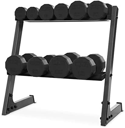 CAP Barbell Rubber Coated Dumbbell Set with Storage Rack