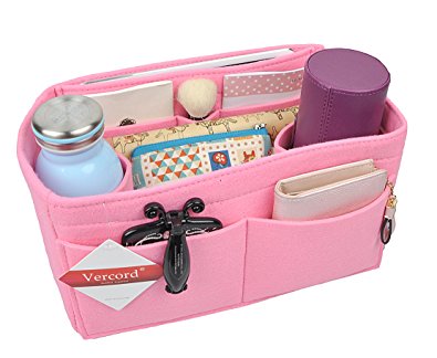 Vercord Felt Handbag organizer,Insert Purse Organizer 10 Pockets Structure Shaper 4 Size