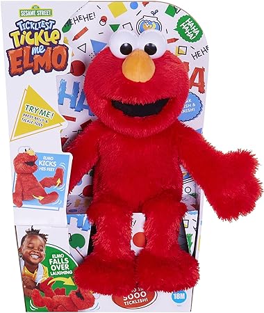 Sesame Street Tickliest Tickle Me Elmo Laughing, Talking, 36cm Plush Toy for Toddlers, Kids . Up