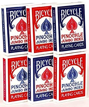 Pinochle Playing Cards Jumbo Index - Bundle of 6 Decks