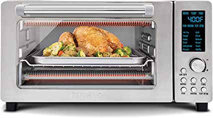 NUWAVE Bravo Toaster Oven & Air Fryer 12-in-1, Heavy Duty Racks, 50°-450°F Temperature Controls , Linear Thermal (Linear T) Technology for Perfect Results, Top and Bottom Heater Adjustments 0%-100%,
