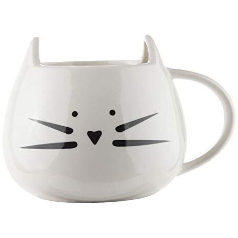 Home-X - Ceramic Cat Coffee and Tea Mug, The Perfectly Fun Kitchenware Gift for All Cat Lovers for Any Occasion at Any Meal, White