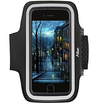 iPhone 8 Plus 7 plus Armband,by Ailun, Feartured with Sport Anti-slip Material,Scratch-Resistant, Slim Lightweight,Dual Arm-Size Slots,Sweat Resistant&Key Pocket,with Headphone Port[Black]