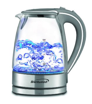 Electric Water Kettle- Brentwood Appliances KT-1900GRY - Tempered Glass Kettle w/ LED Light - 1.7-liter, Limited Edition
