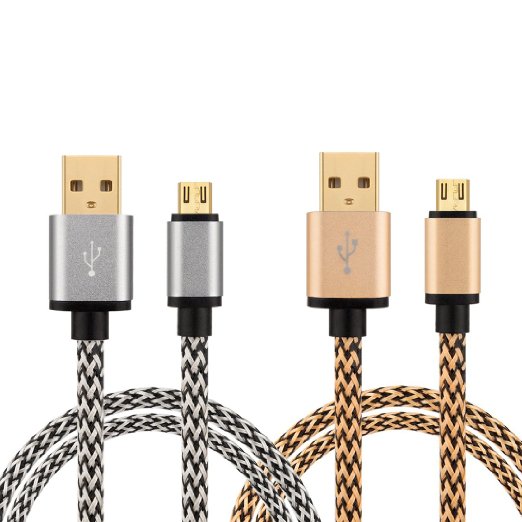 Galaxy S7 Edge ChargerHigh Speed Max 20A Premium Gold-Plated USB A To Micro B Data Sync Quick Charging Braided Cable for Samsung Galaxy S7 Edge S6 Note 45 Nokia HTC M8M9 Google Android Cell Phone