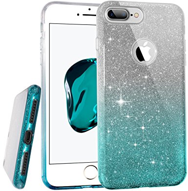 TOZO Case for iPhone 7 Plus, SHINY SHADOW Series [Bling Crystal] Ultra Thin Sparkle Premium 3 Layer Hybrid Semi-transparent / Exact Fit / Soft Case for iPhone 7 Plus 5.5 inch Gradient Blue