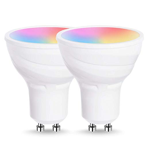 LOHAS WiFi GU10 Smart Light Bulbs, Works with Alexa and Google Home, 5W Equal to 50W Spot Bulb, RGB Warm White Colour Changing Mood Light, Controlled by Smart Devices, No Hub Required, 2 Pack