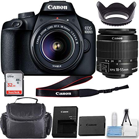 Canon EOS 4000D / T100 DSLR Camera with EF-S 18-55mm f/3.5-5.6 III Lens and Basic Accessory Kit