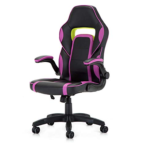 Racing Style PU Leather Gaming Chair - Ergonomic Swivel Computer, Office or Gaming Chair Desk Chair HOT (PUR)