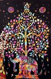 Kayso Tree of Life Psychedelic Wall Hanging Elephant Tapestry MultiBlack