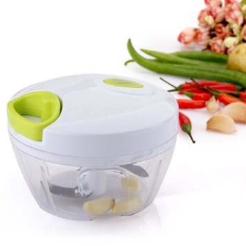 Uten Kitchen Mini Food Pull Chopper Processor - for Vegetable Fruit Garlic Herb Onion Pull Slicer Cutter Blender Tool 3 Blades
