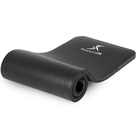 ProsourceFit Extra Thick Yoga and Pilates Mat ½” (13mm) or 1" (25mm), 71-inch Long High Density Exercise Mat with Comfort Foam and Carrying Strap