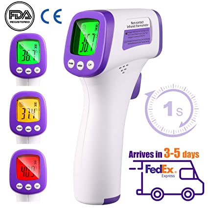 Forehead Thermometer, Infrared Non-Contact Thermometer for Baby Adults and Surface of Object with FDA, CE Medical Approved (US in Stock)