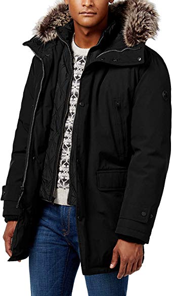 Michael Kors Men's Heavyweight Hooded Snorkel Parka Coat with Bib