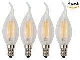Mooncolour 4W LED Filament Candelabra Bulb 40-watt EquivalentWarm White 2700K Use in Chandeliers Wall Sconces and Pendant Lighting 4 Pack