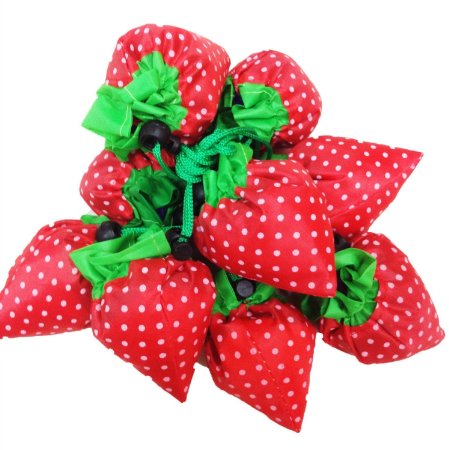 YKL Strawberry Shopping Bag Foldable Plastic Bag 20 PCS