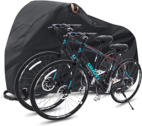 Ohuhu Bike Cover, 210T Extra Heavy Duty Waterproof Bicycle Covers for 2 Bike outside storage/Bike Storage for Mountain Bike, Road Bike