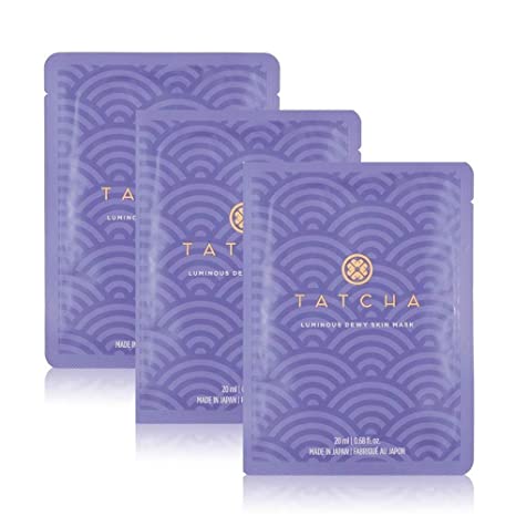 Tatcha Luminous Dewy Skin Mask: Nourishing Single-Use Mask Infused with Green Tea, Rice, and Algae for Moisturized Skin (3 Pack)