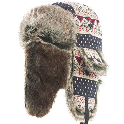 Janey&Rubbins Unisex Winter Knit Russian Ushanka Cossack Trapper Pilot Aviator Cap Hat