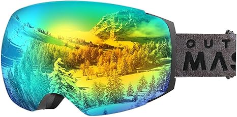 OutdoorMaster Asian Fit Ski Goggles PRO - Frameless, Interchangeable Lens 100% UV400 Protection Snow Goggles for Men & Women