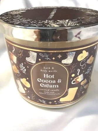 Bath & Body Works, White Barn 3-Wick Candle w/Essential Oils - 14.5 oz - 2021 Christmas Scents! (Hot Cocoa & Cream)