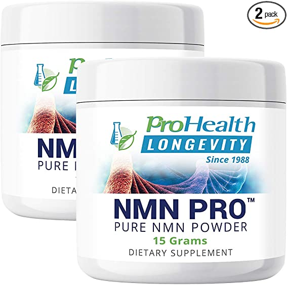 ProHealth NMN Powder 2-Pack (15 Grams per jar) Nicotinamide Mononucleotide | NAD  Precursor | Supports Longevity and Energy | Non-GMO