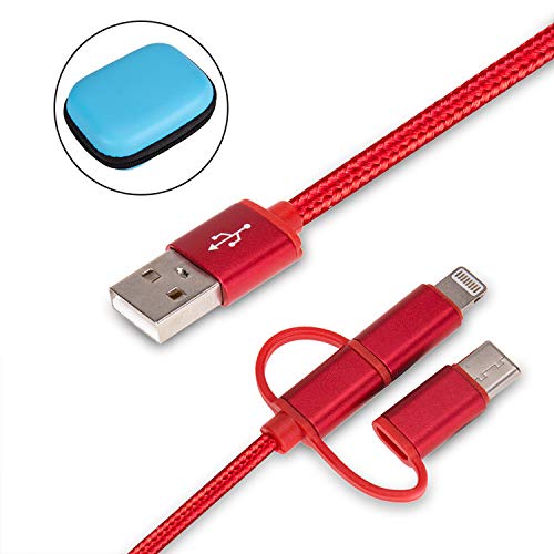 Cdyiswu Multi Charging Cable, 3 in 1 Premium Nylon Braided Multiple USB Cable Fast Charging Cord Support Data Transfer Compatible Mobile Phones Tablets and More (3.3ft) (Red)