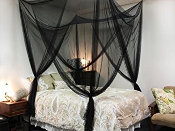 Black Four Corner Canopy Bed Netting Mosquito Net Full Queen King Size Bedding