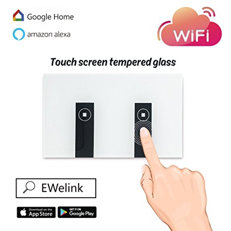 Faryuan Smart Wi-Fi Touch Panel Wall Switch Remote Control Timing Function with Smartphone Works with Amazon Alexa (two way switch)