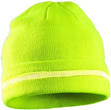 Occunomix LUX-KCR-Y Knitted Reflective Beanie, High-Vis Yellow, Reflective Stripe, One Size
