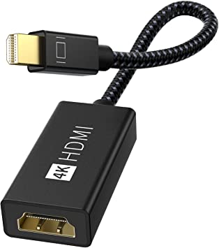 4K Mini DisplayPort to HDMI Adapter - iVanky 4K@60Hz [0.24m/0.65FT, Super Slim, Nylon Braided] Thunderbolt to HDMI Adapter for MacBook Air/Pro, Surface Pro/Dock/Book, Monitor, Projector, More - Black
