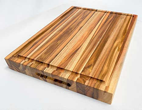 Teak cutting board 14" X 20" and 1.5" - Chopping board – Wood multipurpose boards – CHEESE-CUTTING-SERVING - EDGE GRAIN XL by 3BROS