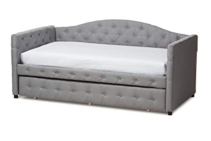 Baxton Studio 424-8058-AMZ Gwendolyn Modern and Contemporary Grey Fabric Upholstered Trundle Daybed, One Size,