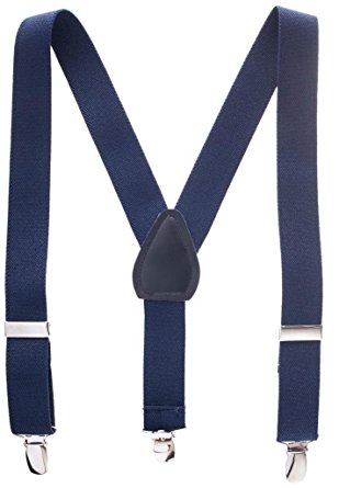 Hold’Em Suspenders for Kids Boys and Baby - Made in the USA - Elastic Fully Adjustable, Extra Sturdy Polished Silver Metal Clips, Genuine Leather Crosspatch Premium 1 Inch Suspender Perfect for Tuxedo