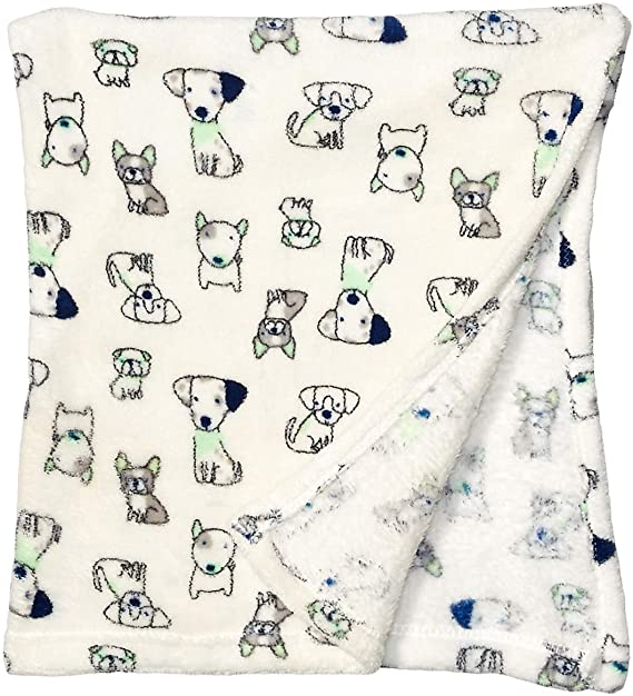 Bon Bebe Unisex Super Soft and Cozy 30"x 36" Plush Baby Blanket, Dogs, One Size