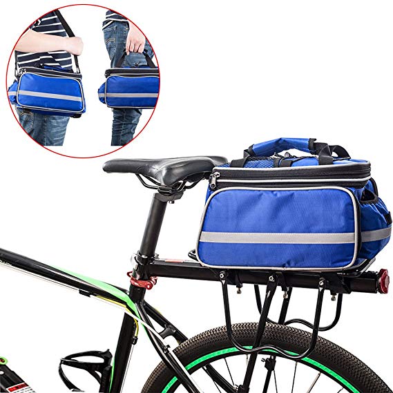 FLYDEER Bike Pannier Bag Outdoor Waterproof Bicycle Rack Bag Large Capacity 25L Bike Rear Seat Trunk Bag with Rainproof Cover & Reflective Trim