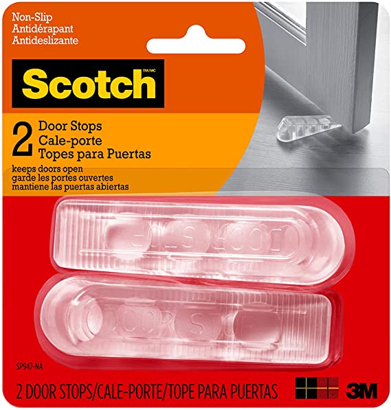 Scotch SP947-NA Door Stop SP947NA, Clear, 2 Pack, Transparent