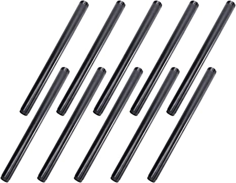 3/4" x 14" Black Painted Iron Pipe, Home TZH 10 Pack Threaded Black Paint Finish Metal Pipe Nipple for DIY Project/Furniture/Shelving Decoration(10, 14")
