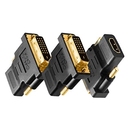 DVI to HDMI Adapter, CableCreation 3-Pack Bi-Directional DVI-D(24 1) Male to HDMI Female Converter, 1080P HDMI to DVI Adapter, 3D