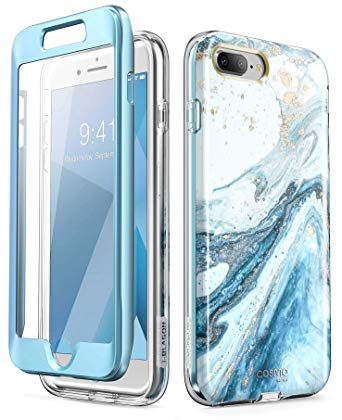 iPhone 8 Plus Case,iPhone 7 Plus Case, [Built-in Screen Protector] i-Blason [Cosmo] Glitter Clear Bumper Case for iPhone 8 Plus & iPhone 7 Plus (Blue)