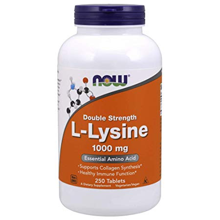 NOW Supplements, L-Lysine, Double Strength 1000 mg, 250 Tablets