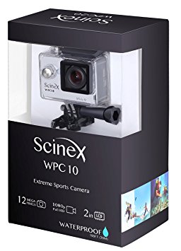 Scinex® WPC10 16GB WiFi HD 1080P 12MP Waterproof Sports Camera   Telescope Pole and Mounts - US Warranty (Silver)