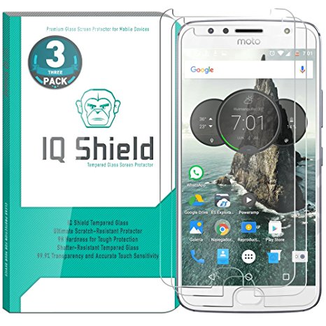 Moto G5s Plus Screen Protector (3-Pack), IQ Shield Tempered Ballistic Glass Screen Protector for Moto G5s Plus 99.9% Transparent HD and Shatter-Proof Shield